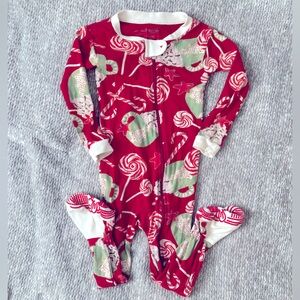 Christmas footie pajamas, Hot Chocolate, Candy Canes, Peppermint organic cotton